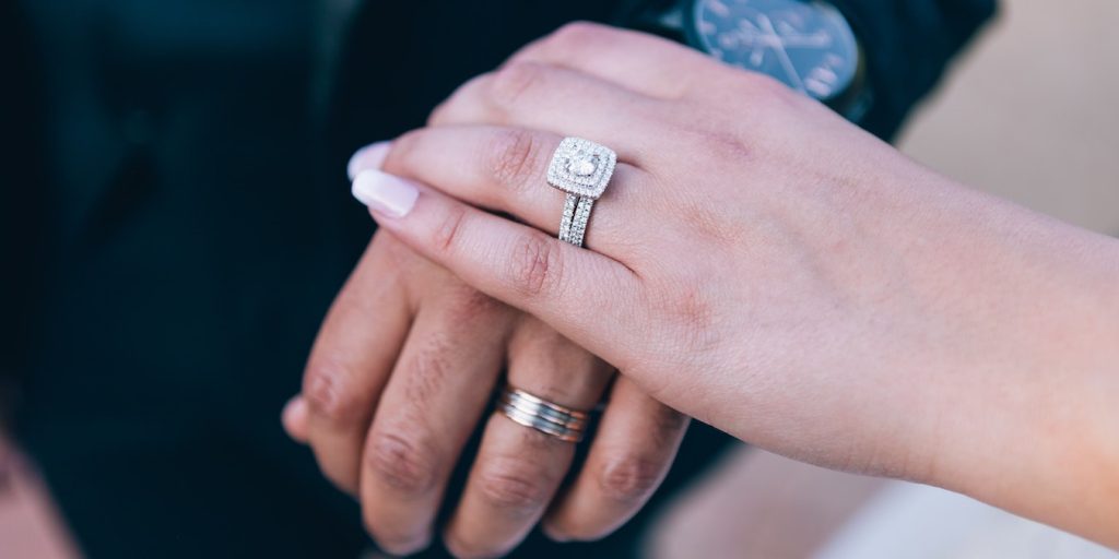 Diamond Butterfly Engagement Ring Art Nouveau Wedding Ring Women