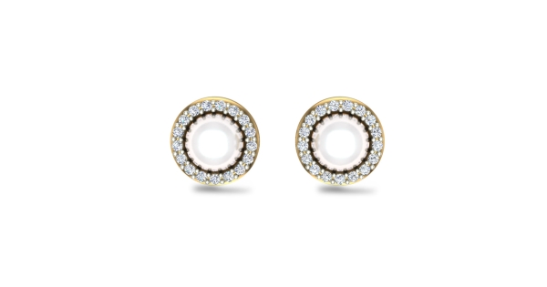 Buy Gold Round Diamond Stud Earrings Online