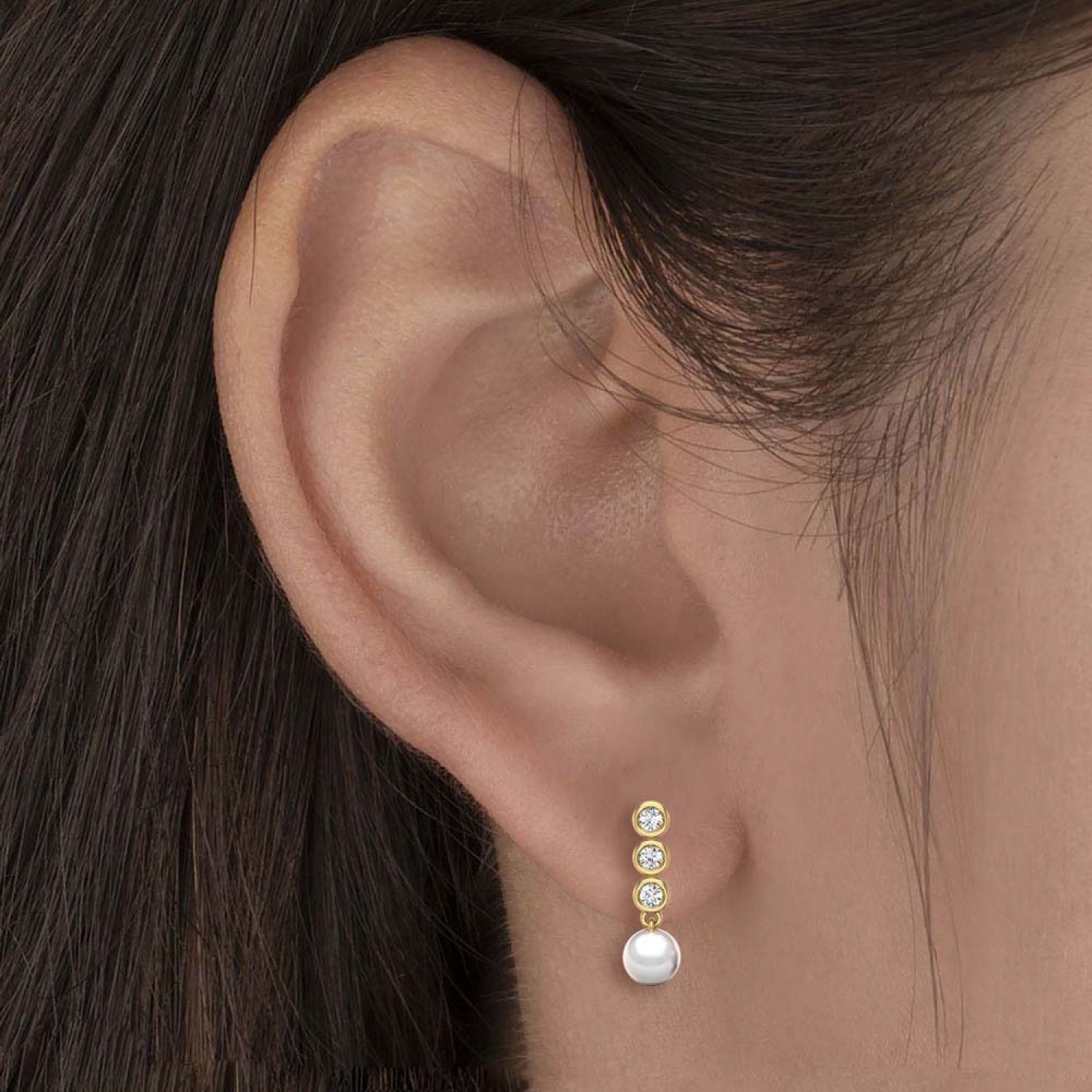Two Diamond Drop Earrings in White, Yellow or Rose Gold