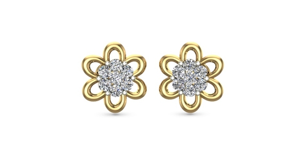 Elizabeth Locke Round diamond stud earring with wire arches