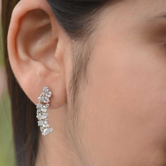 925 sterling silver flower drops earrings