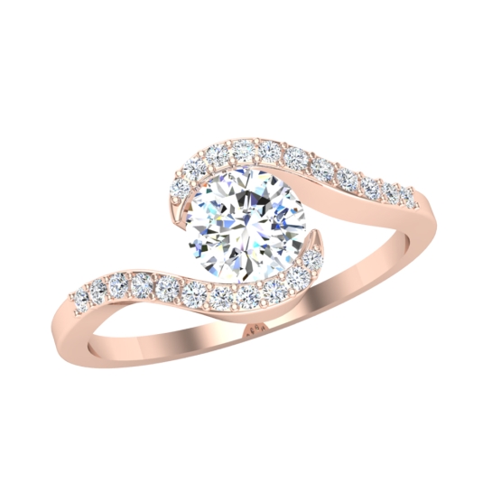 Buy quality Round Diamond Halo Fiançailles Ring in 14k Rose Gold in Pune