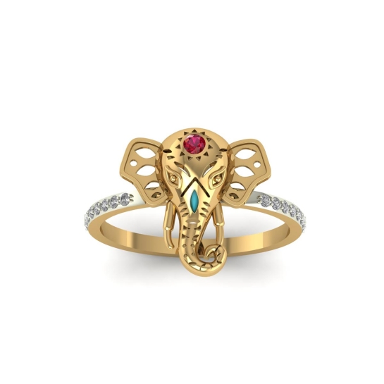 Ganesha Stone And Diamond Ring