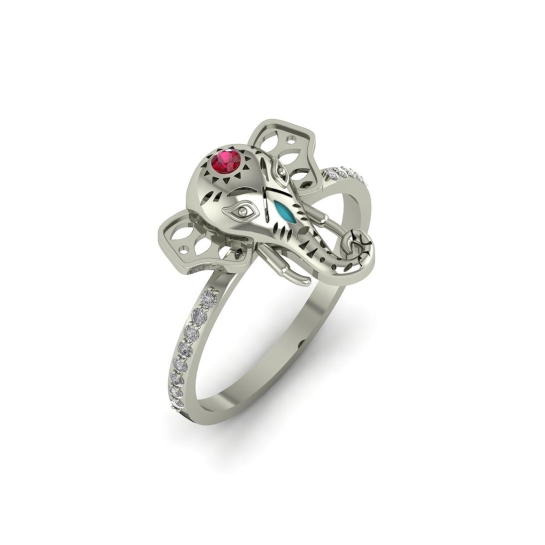 Ganesha Stone And Diamond Ring