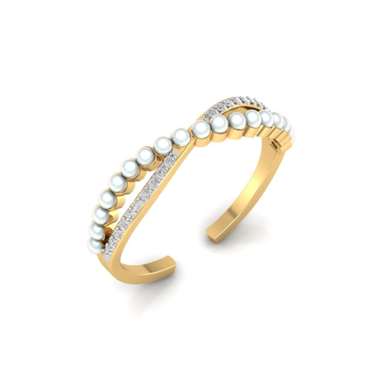 Prakhar gold pearl diamond ring