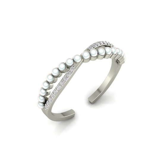 Prakhar gold pearl diamond ring