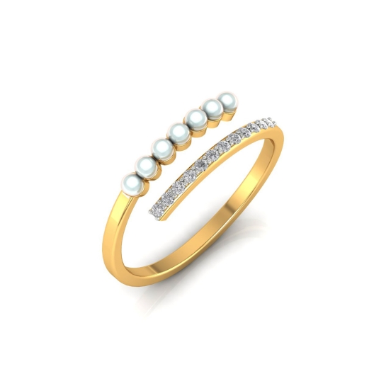 Darshan gold pearl diamond ring