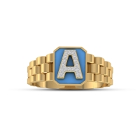 A Alphabet Gold And Diamond Ring For Men