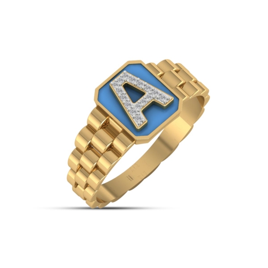 A Alphabet Gold And Diamond Ring For Men