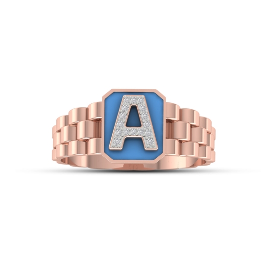 A Alphabet Gold And Diamond Ring For Men