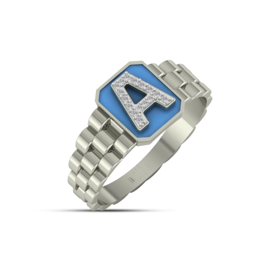 A Alphabet Gold And Diamond Ring For Men