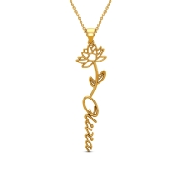 Olivia Name Gold Pendant | July Birth Flower