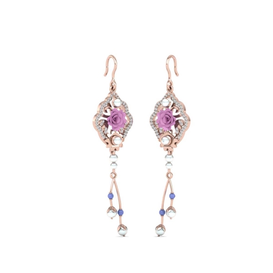 Dhara gold diamond pearl earring