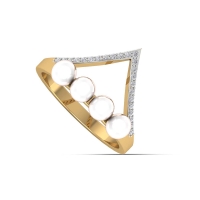 Varunika gold pearl diamond ring