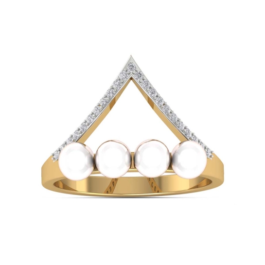 Varunika gold pearl diamond ring