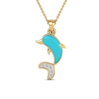 Gold And Diamond Fish Pendant 