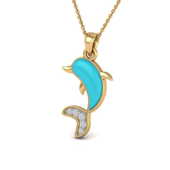 Gold And Diamond Fish Pendant 