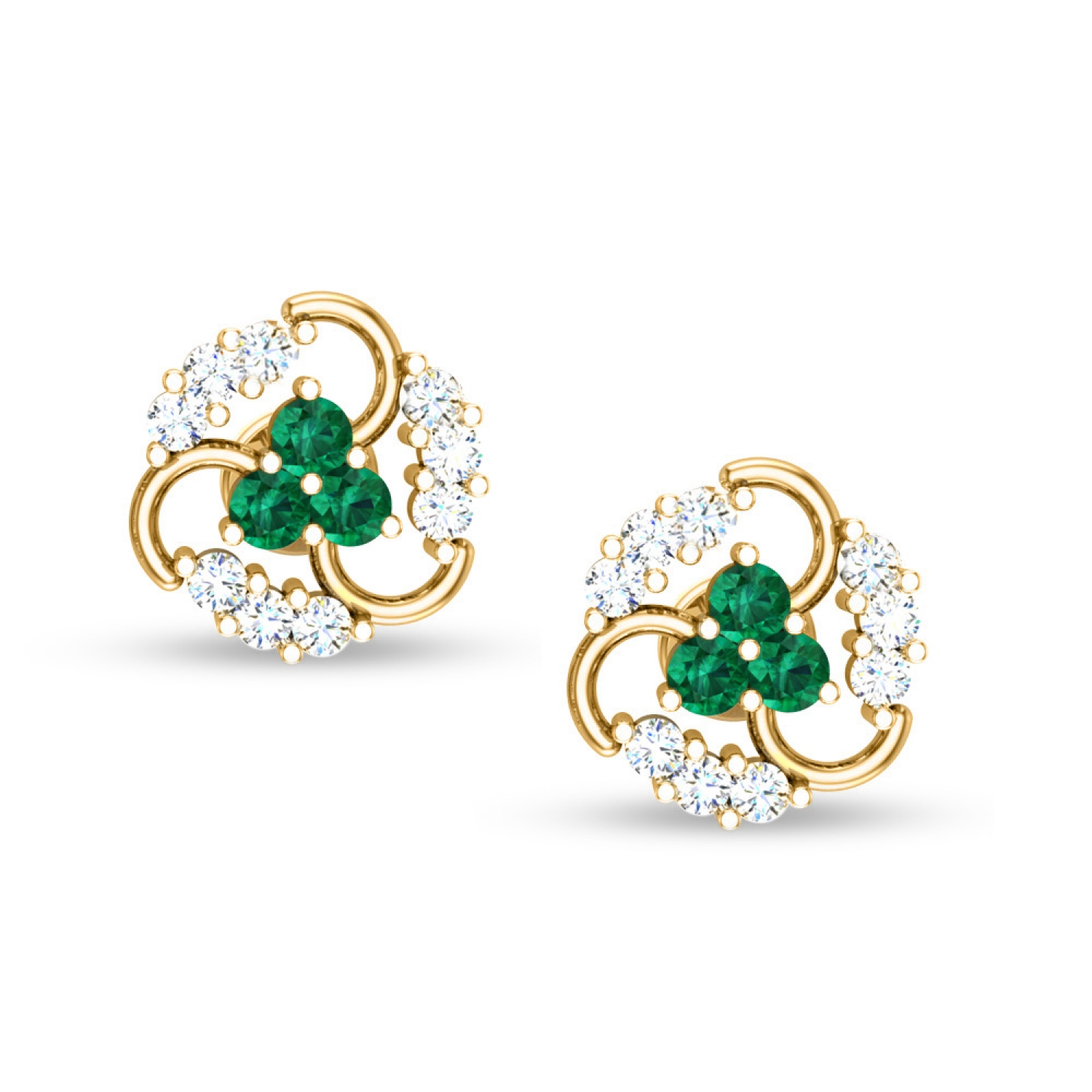 American Diamond Small Gold jhumka Earrings with Ruby Emerald CZ color –  Indian Designs