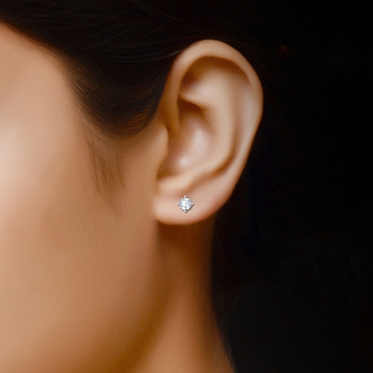 White Gold Simulated Diamond Stud Earrings