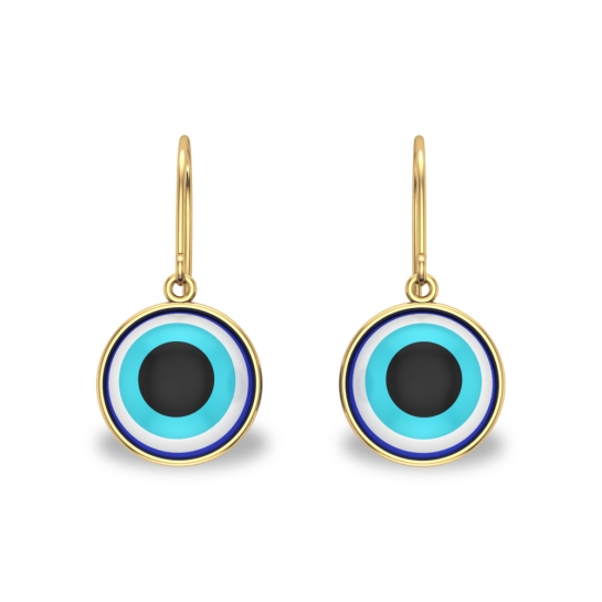 Aria White Gold Evil Eye Drop Gold Earrings Design for daily use 