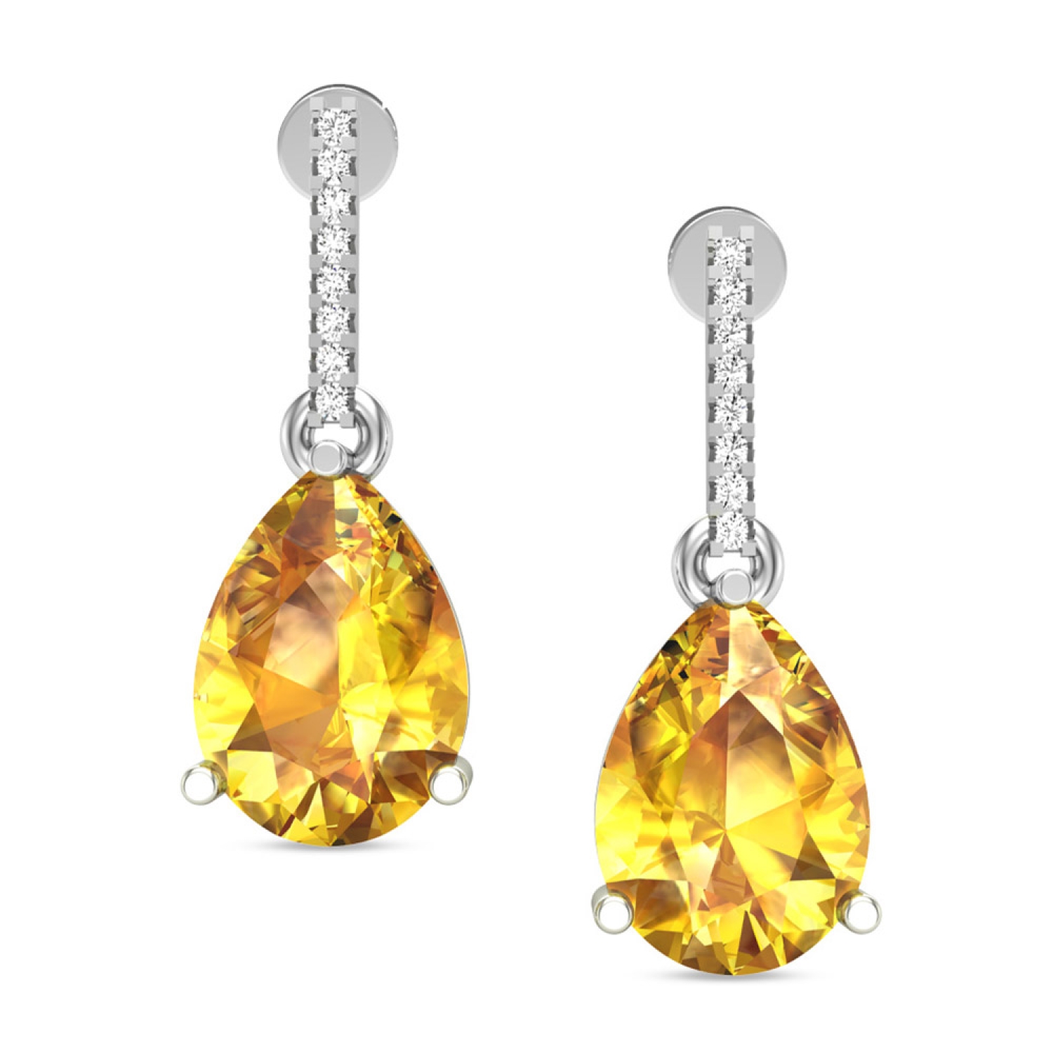 Estate Citrine Dangle Leaf Earrings in 14k Yellow Gold - Jewelry By Designs