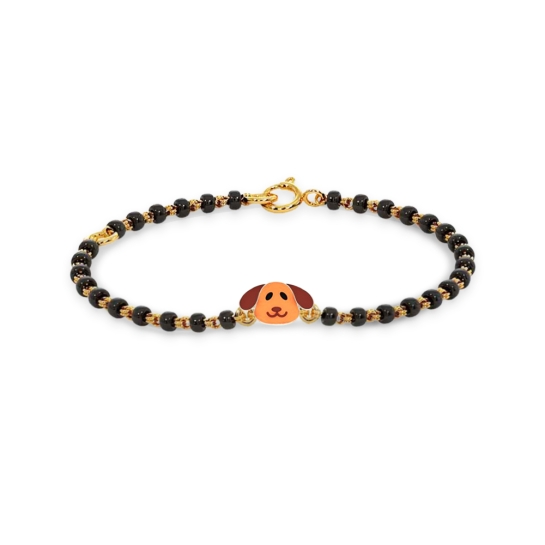 Cute Puppy 18k Yellow Gold Enamel Kid Nazaria Bracelet