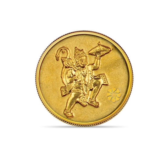 Dishis 24k(999) Yellow Gold Hanuman Ji 5 gm Coin