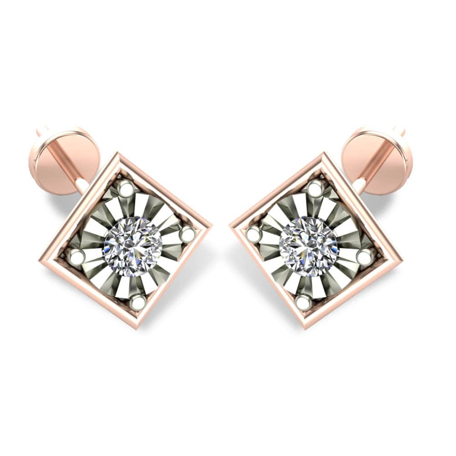 18k Rose Gold Bezel Set Diamond Earrings 1184  Seattle Bellevue  Joseph  Jewelry