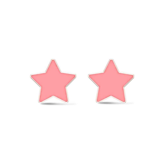 Star 18k White Gold Stud Earrings for Kids and Teen Girls