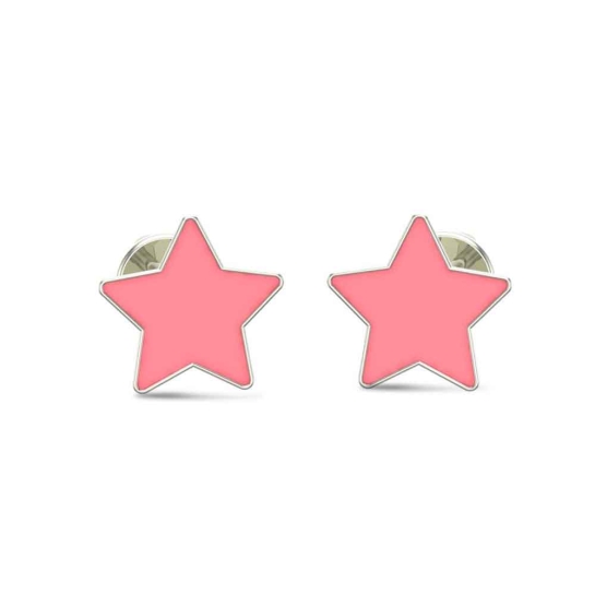 Star 18k White Gold Stud Earrings for Kids and Teen Girls