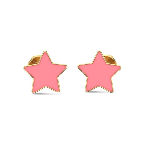 Star 18k White Gold Stud Earrings for Kids and Teen Girls