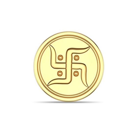 Dishis 24k(999) Yellow Gold Swastik 5 gm Coin