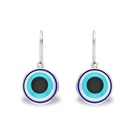 Aria White Gold Evil Eye Drop Gold Earrings Design for daily use 