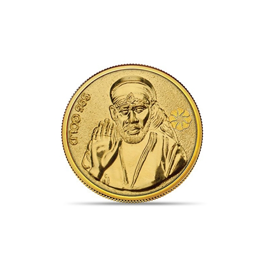 Dishis 24k(999) Yellow Gold Sai Baba 5 gm Coin